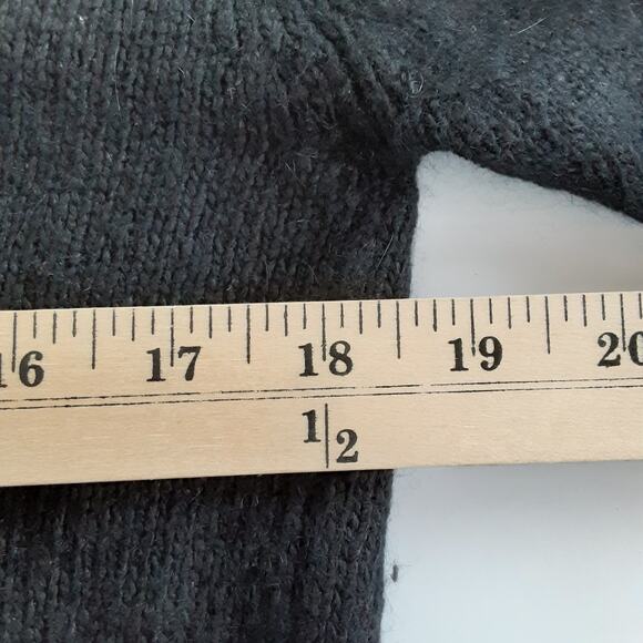 Vintage 80s Silk Angora Blend Black Beaded Pocket Flower Sweater Womens L - Picture 9 of 11